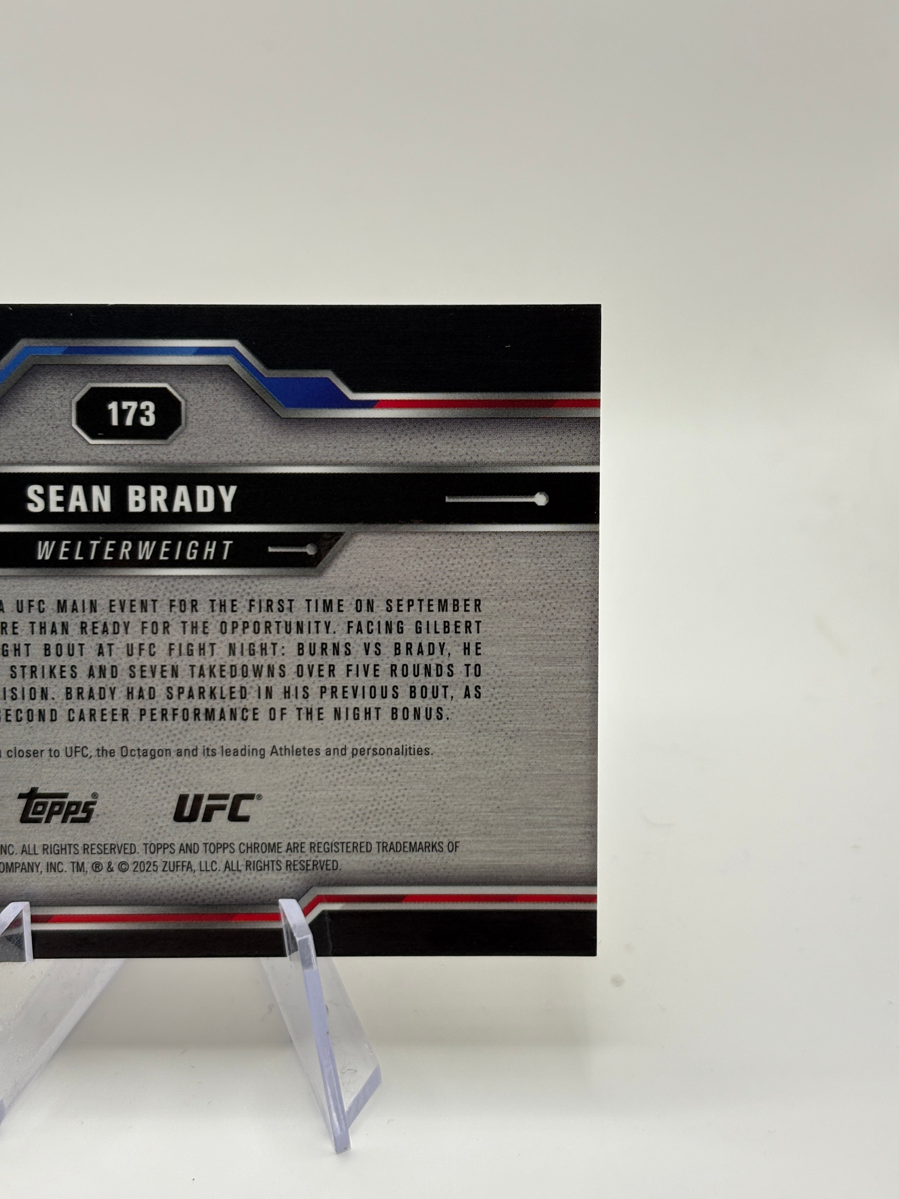 2025 Topps Chrome UFC Sean Brady Gold Refractor /50 UFC #173 FRENLY BRICKS - Open 7 Days